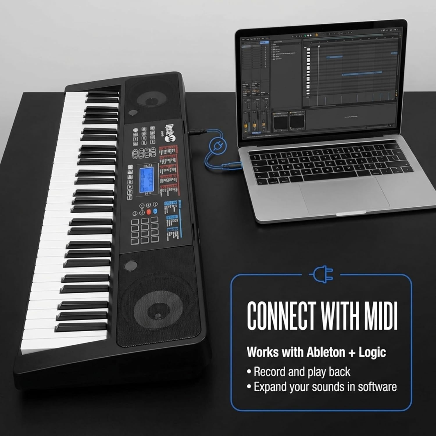 image:imageRockJam RJ561 61 Key Keyboard Piano Kit with Stand Stool amp Headphones61 Key Kit Sustain Pedal
