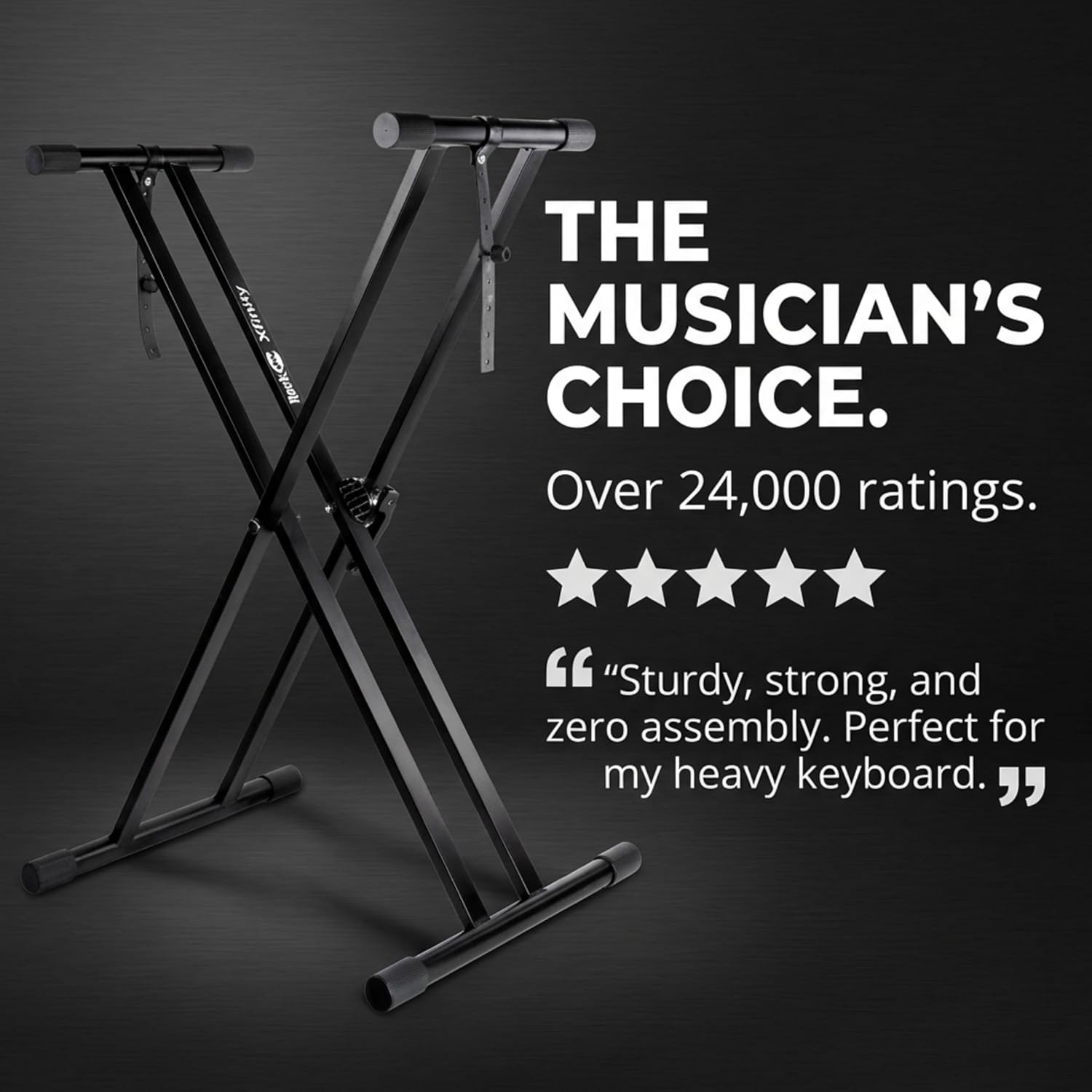 image:imageRockJam RJX29 Adjustable X Frame Keyboard Stand with Locking StrapsPreAssembled Double Braced Keyboard Stand
