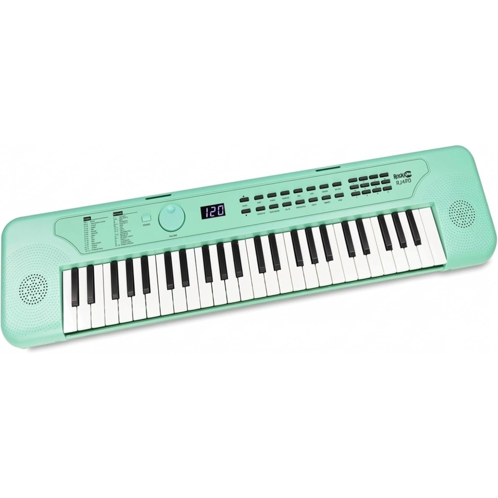 image:imageRockJam RJ490 49 Key Mini Keyboard Piano with Speakers Baby Blue  Portable mini keyboard piano with builtin speakers USBC or battery power and headphone jack for beginnersMint Green