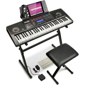 RockJam RJ561 61 Key Keyboard Piano Kit with Stand, Stool & Headphones(61 Key Kit + Sustain Pedal)