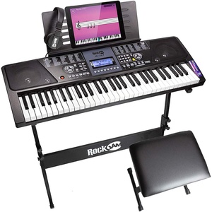 RockJam RJ561 61 Key Keyboard Piano Kit with Stand, Stool & Headphones(61 Key Kit)