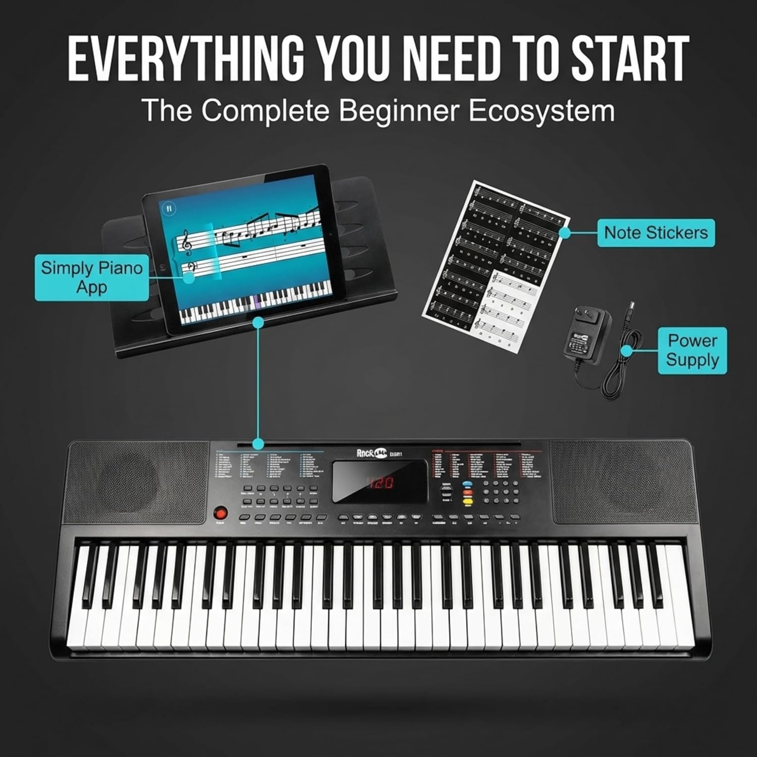 image:imageRockJam RJ361 61 Key Compact Keyboard Piano for BeginnersCompact 61 Key