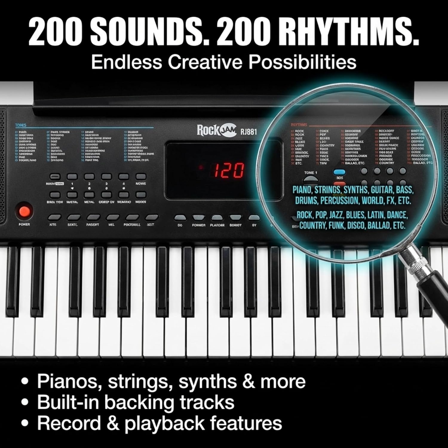 image:imageRockJam RJ361 61 Key Compact Keyboard Piano for BeginnersCompact 61 Key