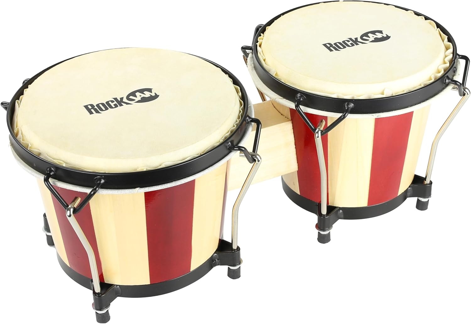 image:imageRockJam 7 amp 8 Inch Wood Bongo Drums with Bag amp Tuning Key RedNaturalRed Natural
