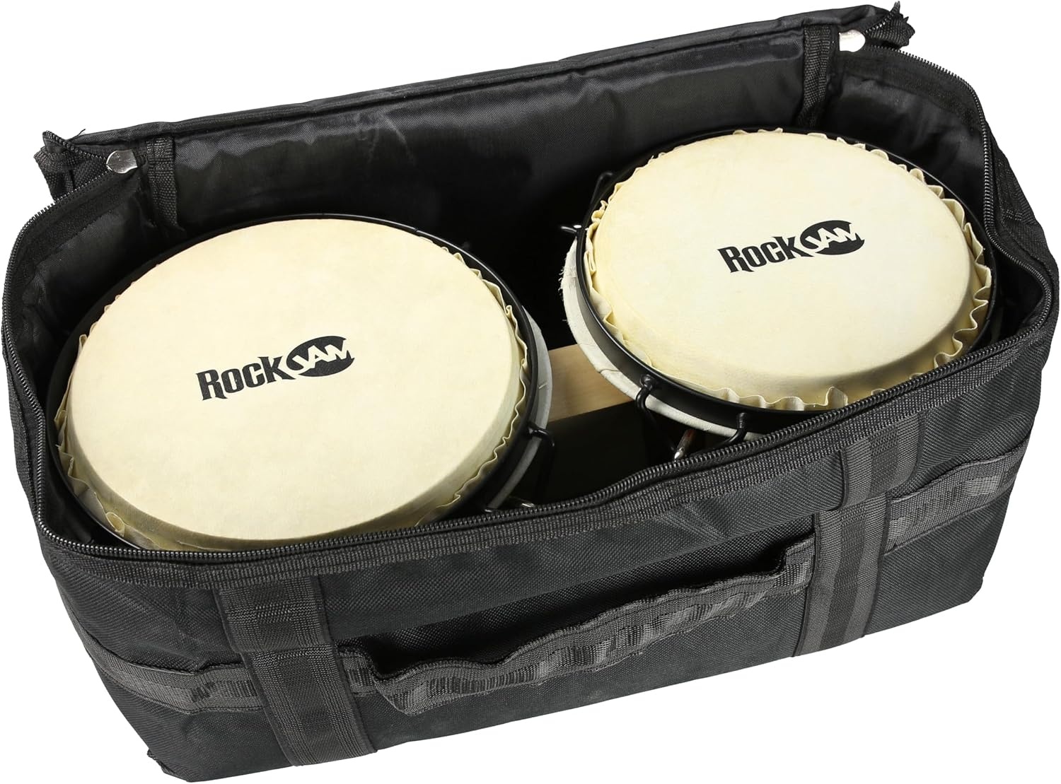 image:imageRockJam 7 amp 8 Inch Wood Bongo Drums with Bag amp Tuning Key RedNaturalRed Natural