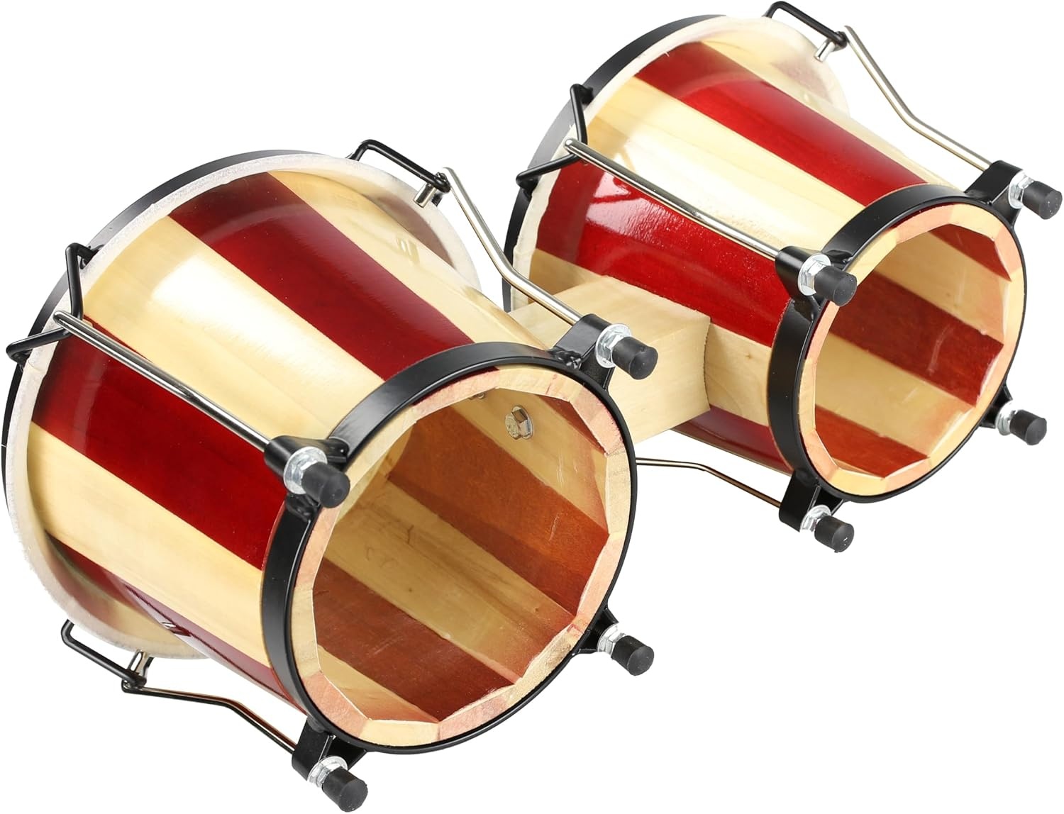 image:imageRockJam 7 amp 8 Inch Wood Bongo Drums with Bag amp Tuning Key RedNaturalRed Natural