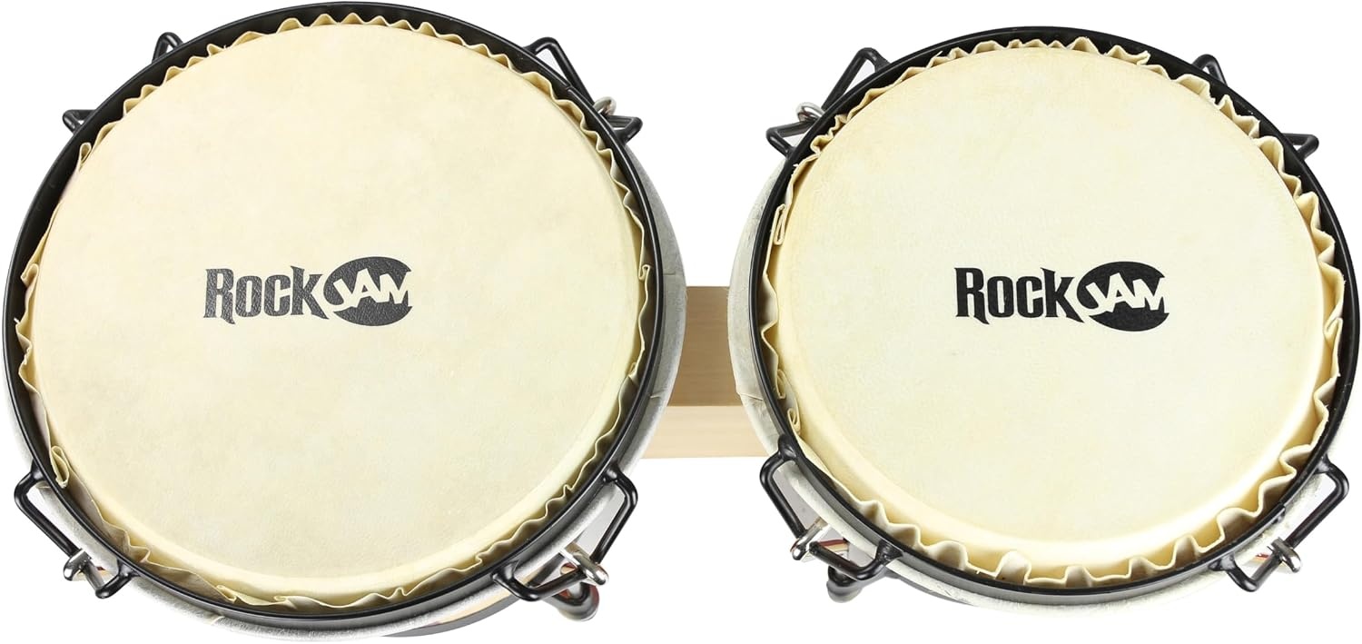 image:imageRockJam 7 amp 8 Inch Wood Bongo Drums with Bag amp Tuning Key RedNaturalRed Natural