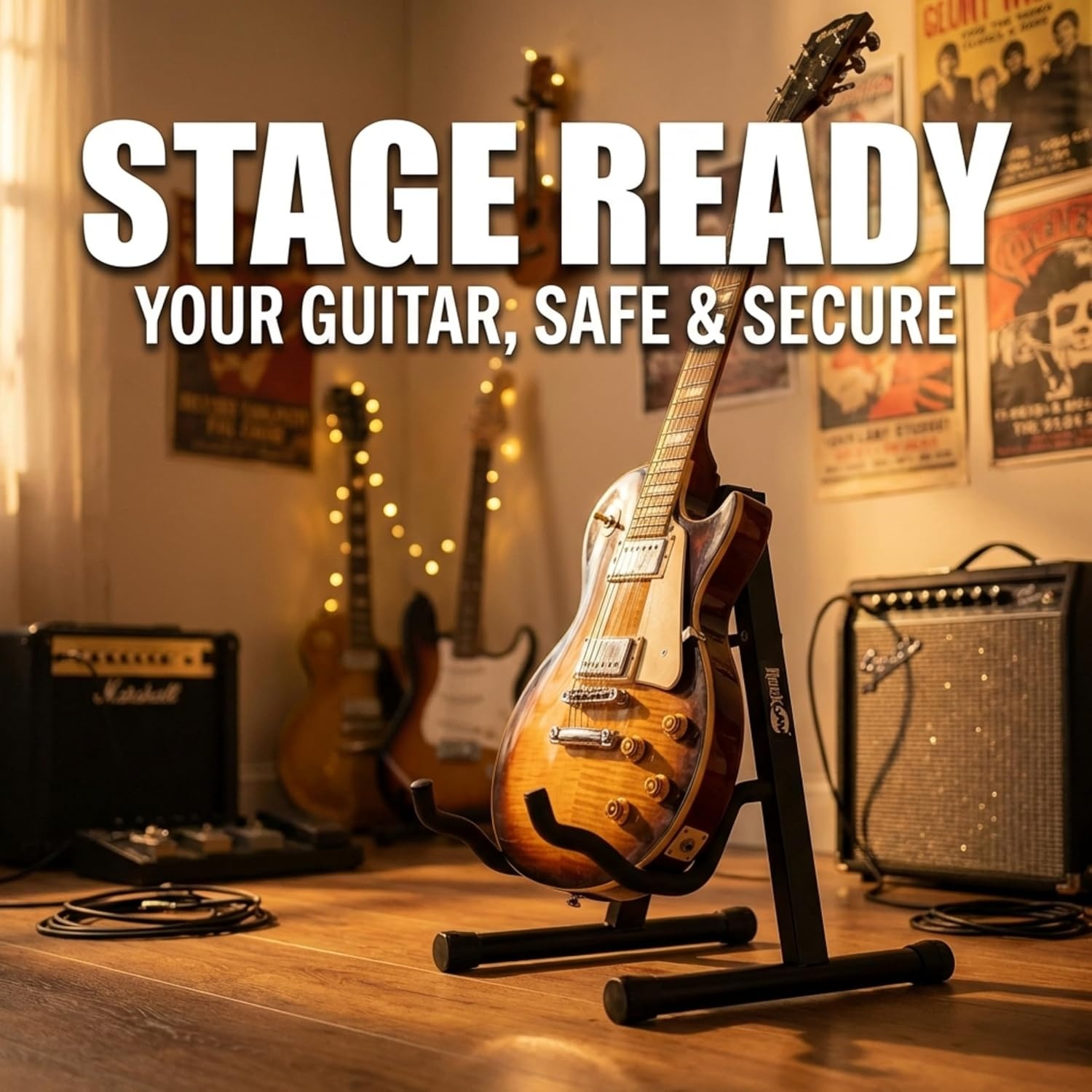 image:imageRockJam A Frame Folding Guitar Stand with Cushioned ArmsA Frame Stand