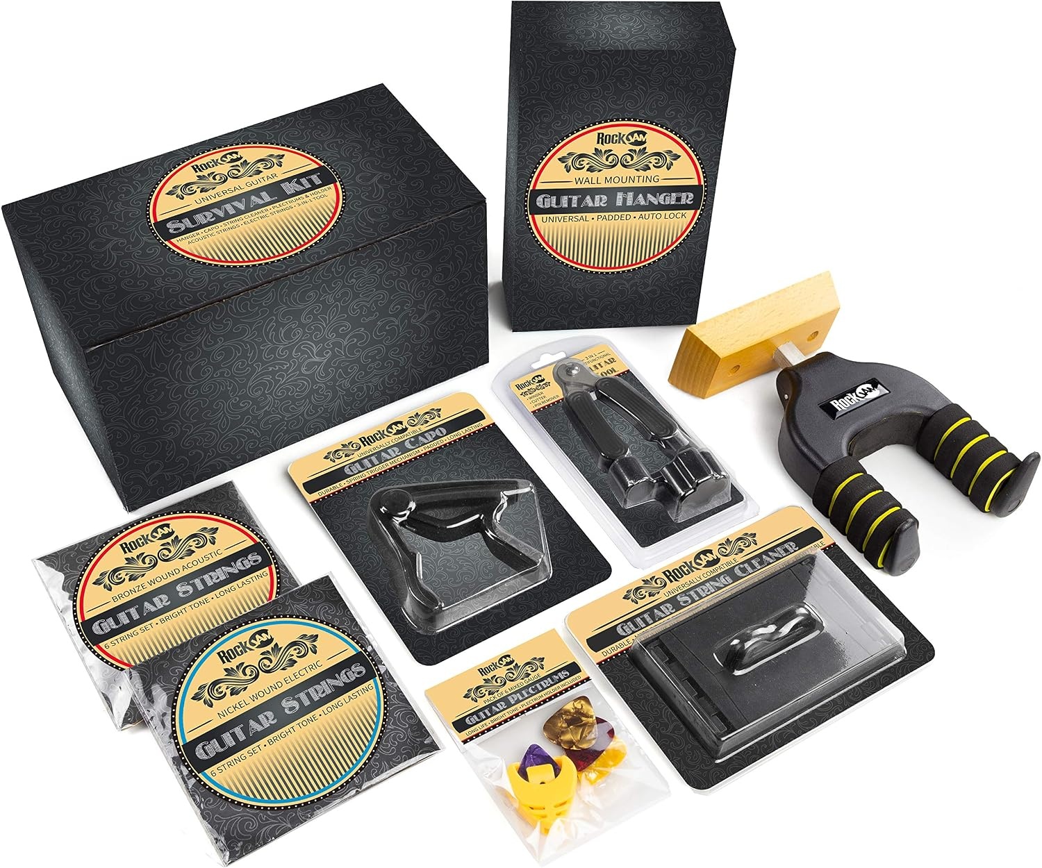 image:imageRockJam Guitar Accessories Kit with Capo Hanger Winder amp StringsStand