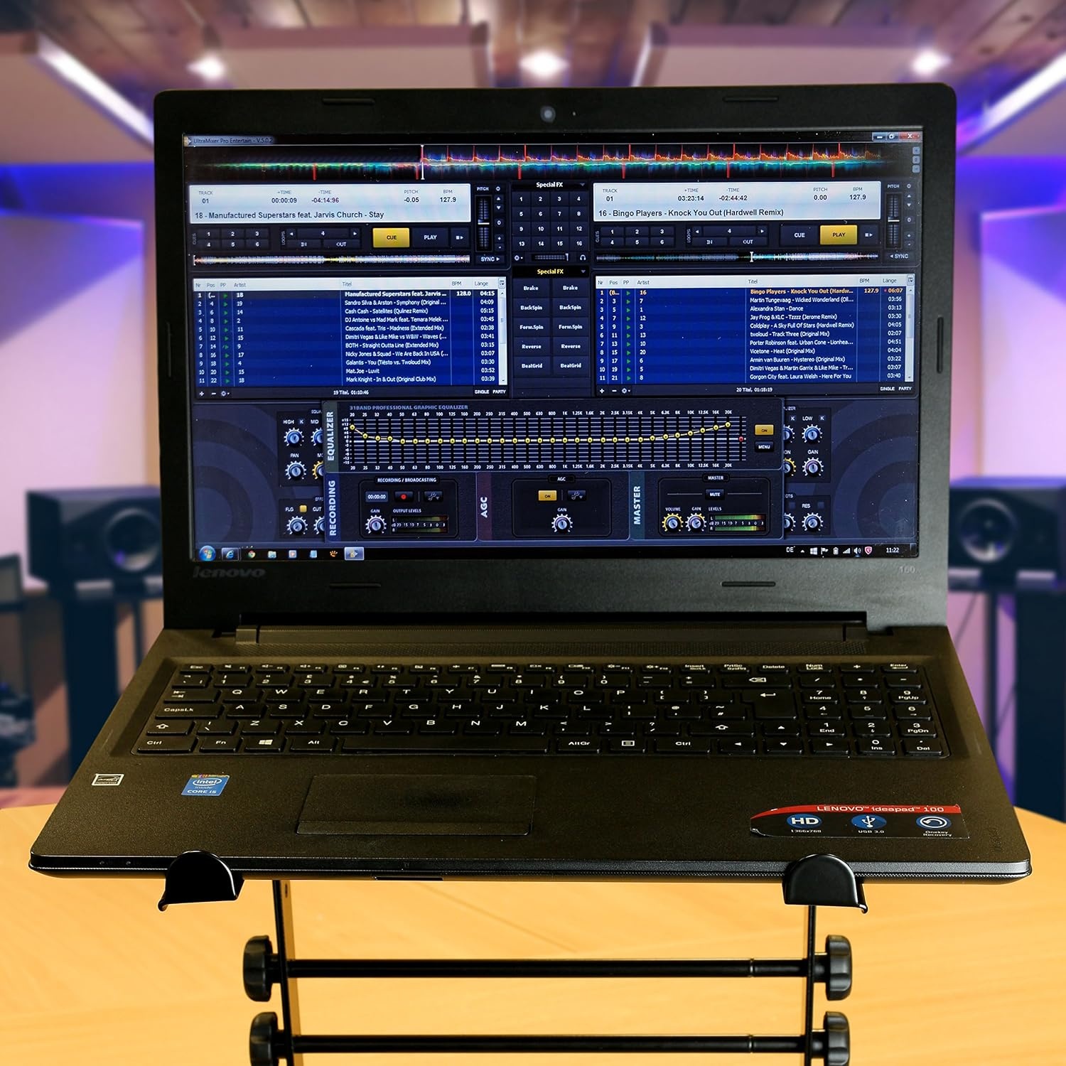 image:imageRockJam RJLP1 Adjustable DJ Laptop Stand Anti Slip Desktop RiserDesktop