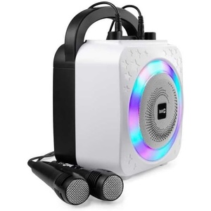 RockJam 10-Watt Rechargeable Bluetooth Karaoke Machine with Two Mics, Lightshow & Voice Effects(Black)