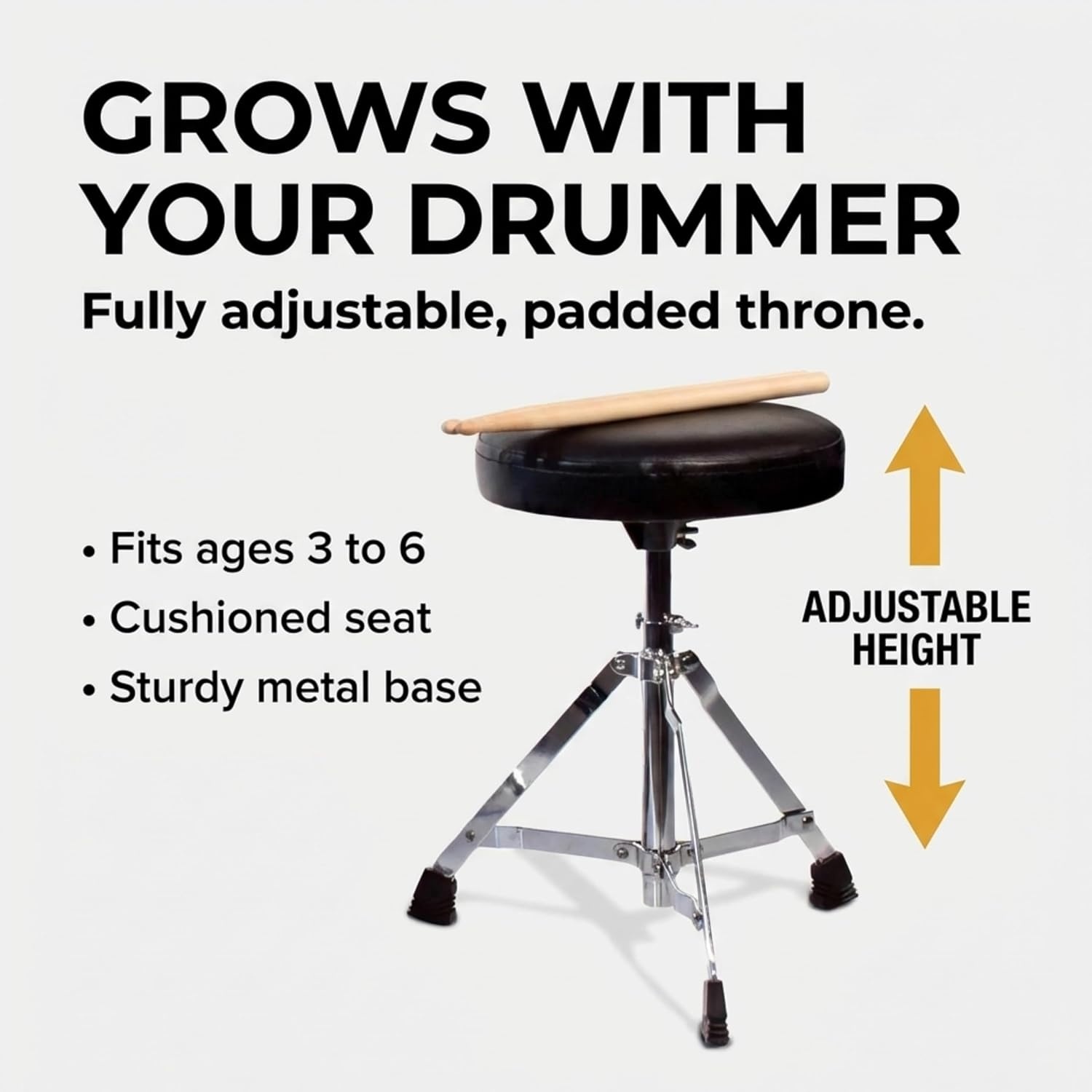 image:imageMusic Alley 3 Piece Kids Drum Set with Throne Cymbal amp Sticks BlueMetallic Black