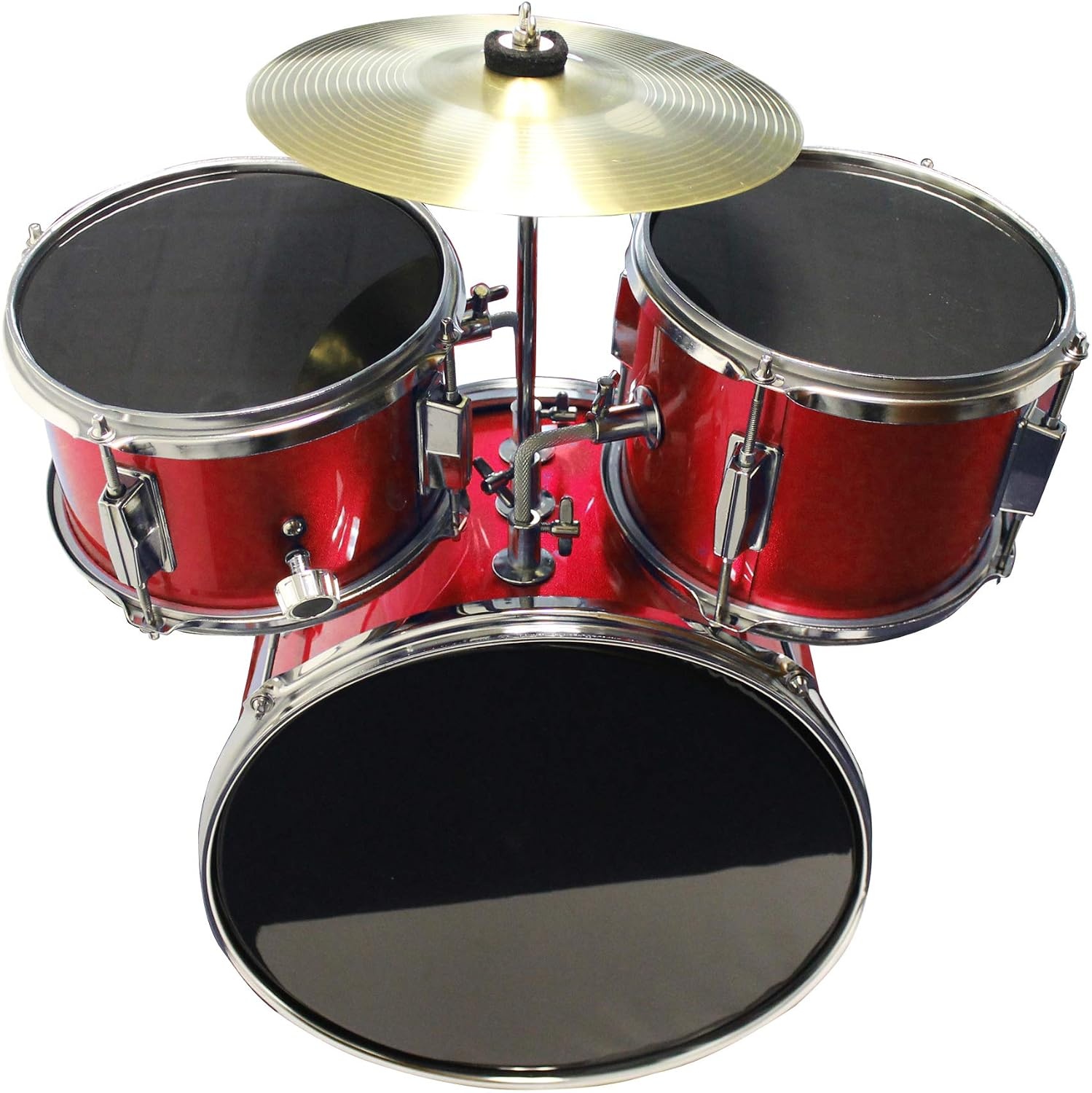 image:imageMusic Alley 3 Piece Kids Drum Set with Throne Cymbal amp Sticks BlueMetallic Red