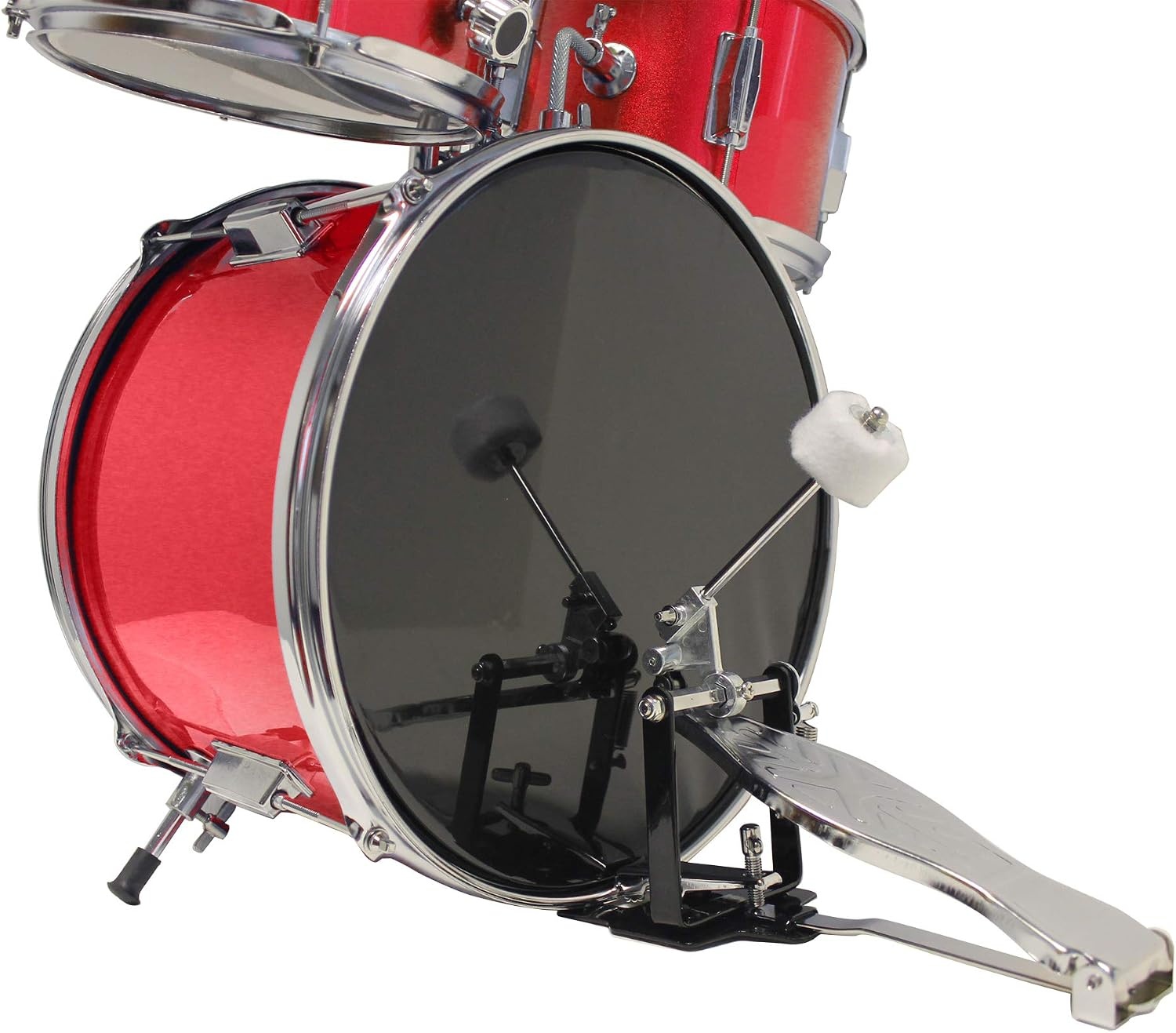image:imageMusic Alley 3 Piece Kids Drum Set with Throne Cymbal amp Sticks BlueMetallic Red