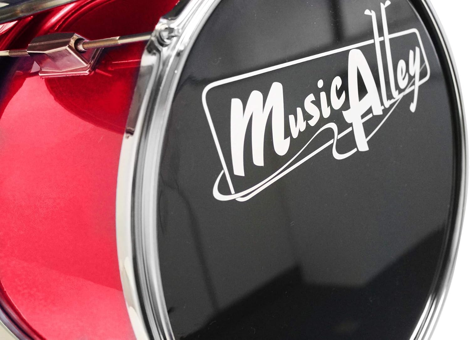 image:imageMusic Alley 3 Piece Kids Drum Set with Throne Cymbal amp Sticks BlueMetallic Red