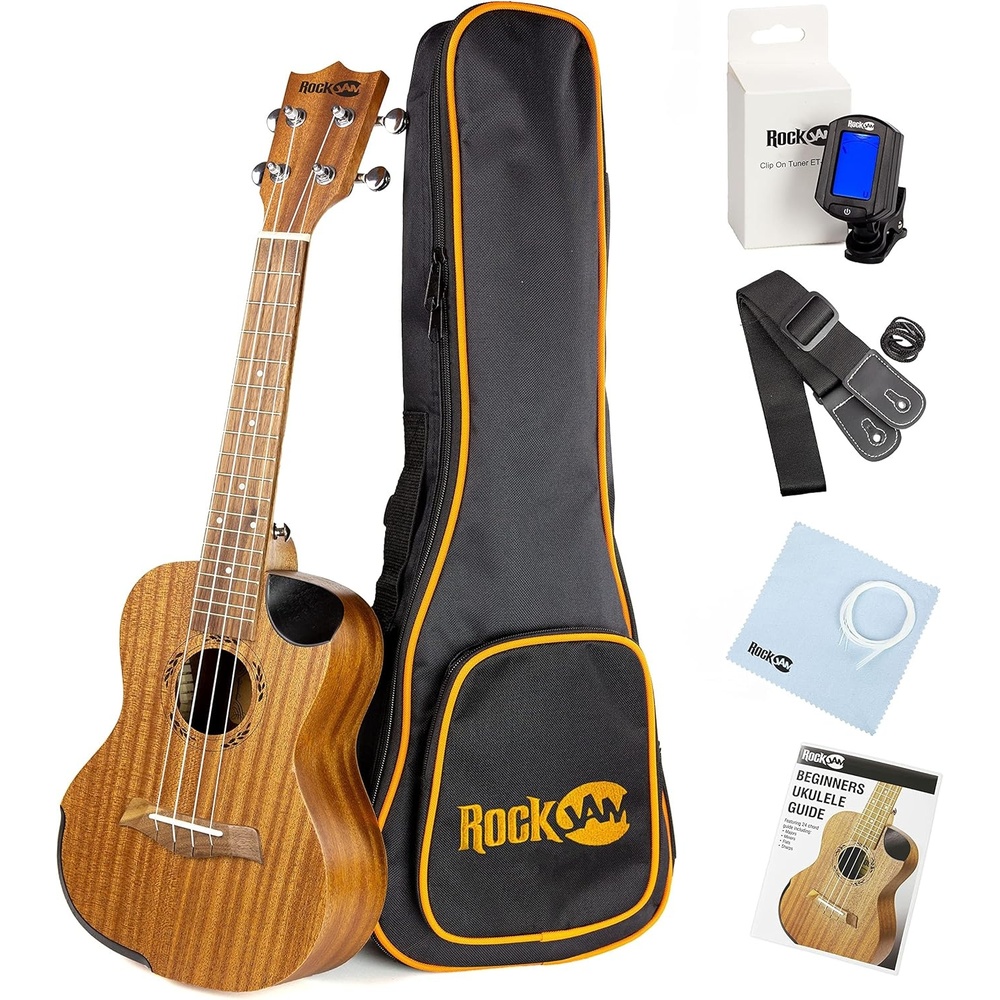 image:imageRockJam Premium Concert Ukulele Kit with Tuner Gig Bag Strap Picks amp Spare StringsTenor