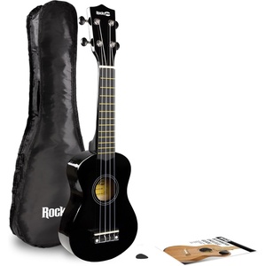 RockJam 21 Inch Soprano Ukulele with Gig Bag, Black(Black)